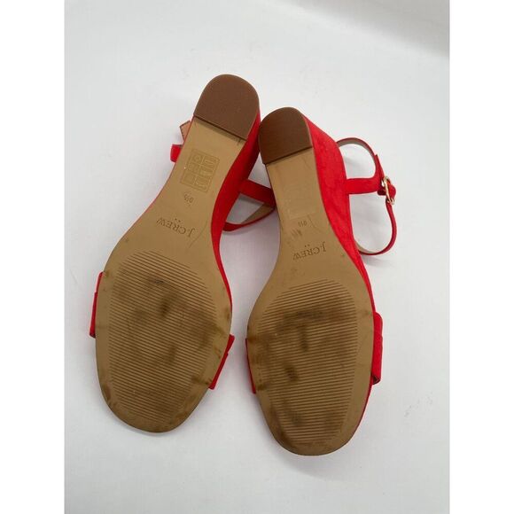 J.Crew Wedge‎ Sandals Belvedere Red Womens Sz 9.5 Open Toe Buckle - Picture 12 of 12